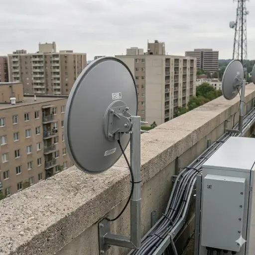 Amazon Leo satellite dish installed on residential home
